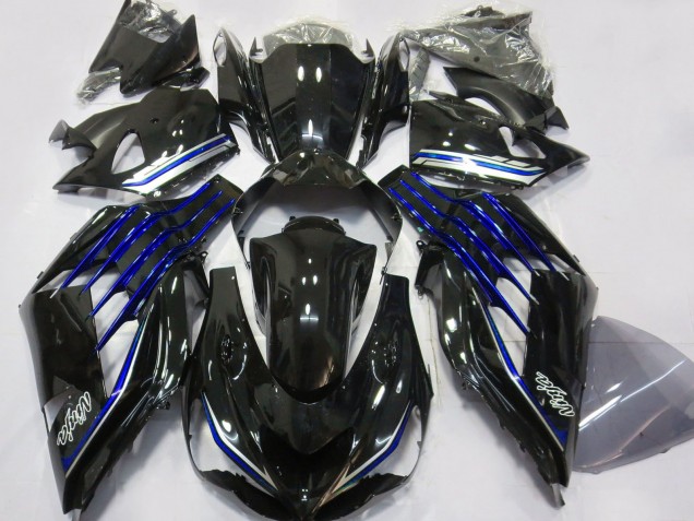 Mejores Carenados Moto Kawasaki ZX14R 2012-2024 - Negro Brillante Azul