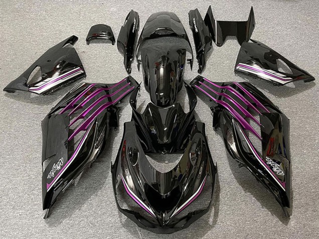 Mejores Carenados Moto Kawasaki ZX14R 2012-2024 - Negro Brillante Púrpura