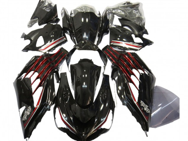 Mejores Carenados Moto Kawasaki ZX14R 2012-2024 - Negro Brillante Rojo