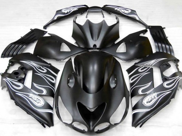 Mejores Carenados Moto Kawasaki ZX14R 2006-2011 - Negro Mate Plata Llama