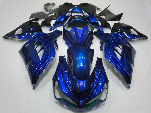 Mejores Carenados Moto Kawasaki ZX14R 2012-2024 - Azul Negro Brillante