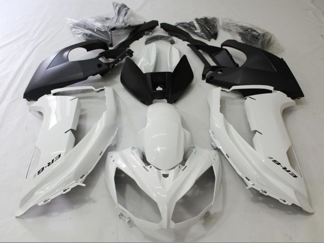 Mejores Carenados Moto Kawasaki Ninja ER6F 2012-2014 - Blanco Brillante Negro Mate