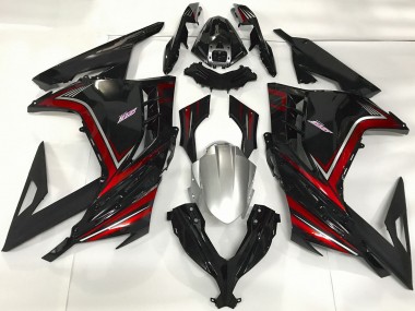 Mejores Carenados Moto Kawasaki Ninja 300 2013-2024 - Negro Brillante Rojo