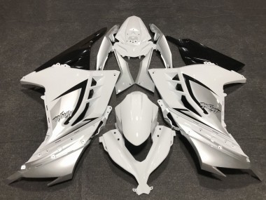 Mejores Carenados Moto Kawasaki Ninja 300 2013-2024 - Blanco Brillante Plata Negro