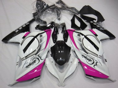 Mejores Carenados Moto Kawasaki Ninja 300 2013-2024 - Blanco Brillante Rosa Negro