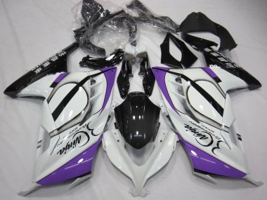 Mejores Carenados Moto Kawasaki Ninja 300 2013-2024 - Blanco Brillante Púrpura Negro