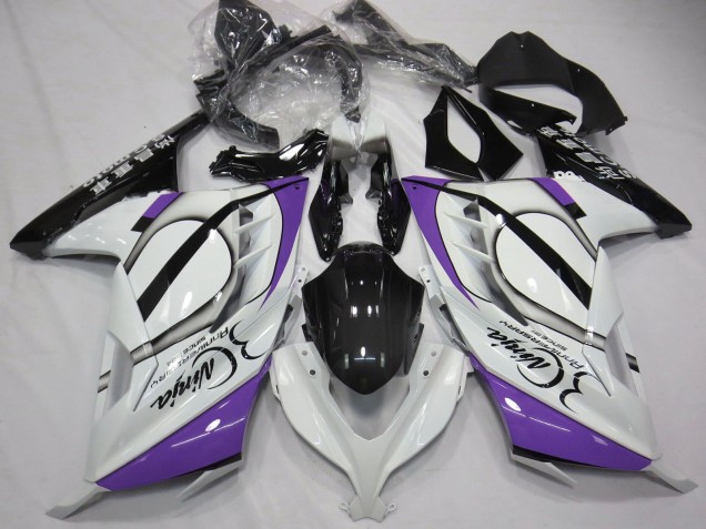 Mejores Carenados Moto Kawasaki Ninja 300 2013-2024 - Blanco Brillante Púrpura Negro