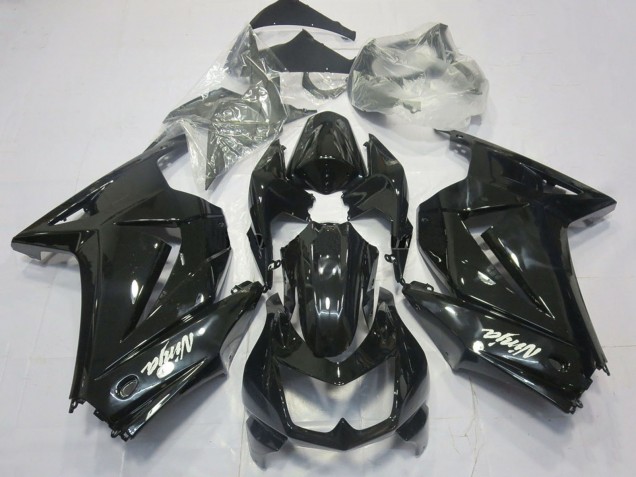 Mejores Carenados Moto Kawasaki Ninja 250 2008-2012 - Negro Brillante Blanco Ninja