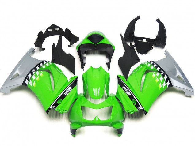 Mejores Carenados Moto Kawasaki Ninja 250 2008-2012 - Verde Plata Negro
