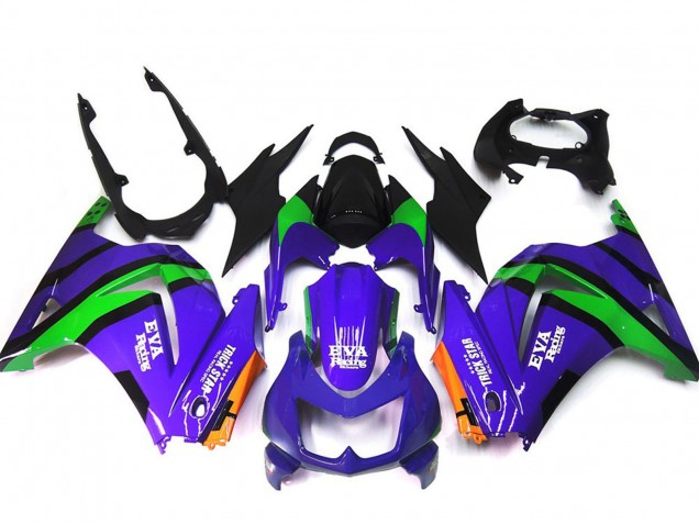 Mejores Carenados Moto Kawasaki Ninja 250 2008-2012 - Púrpura Naranja Verde Negro