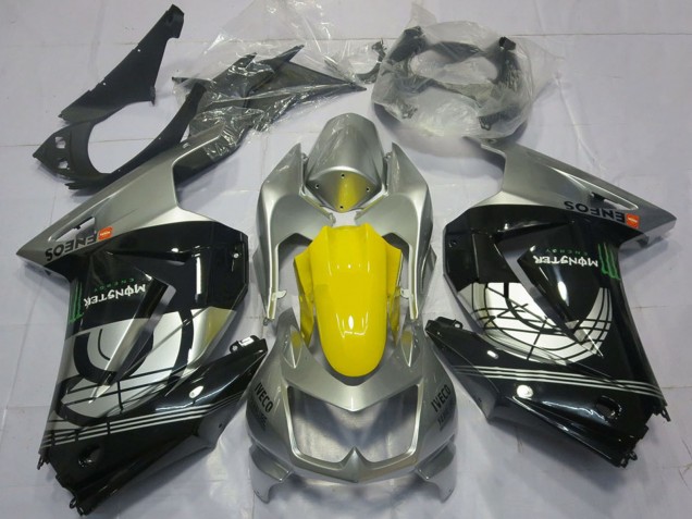 Mejores Carenados Moto Kawasaki Ninja 250 2008-2012 - Plata Amarillo Negro Brillante