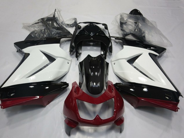 Mejores Carenados Moto Kawasaki Ninja 250 2008-2012 - Blanco Rojo Negro Brillante