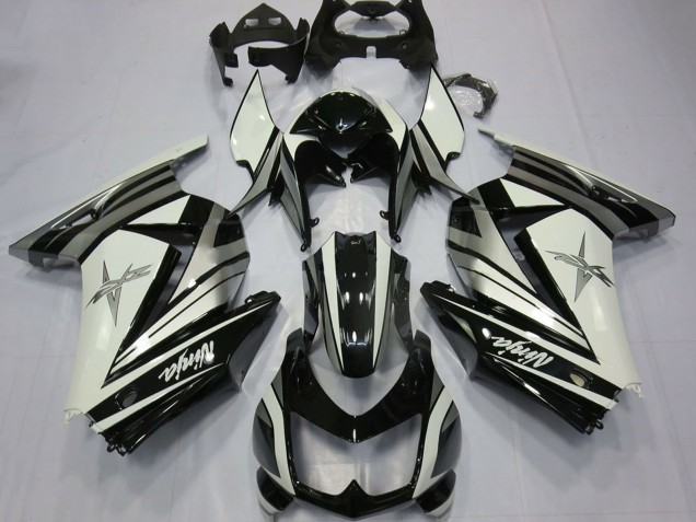 Mejores Carenados Moto Kawasaki Ninja 250 2008-2012 - Blanco Plata Estrella Negro Brillante