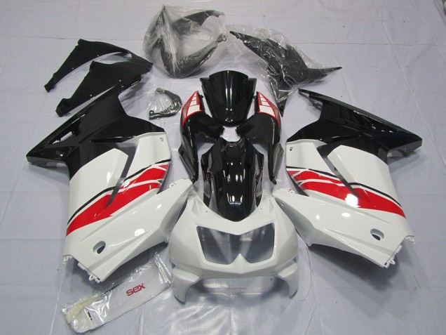 Mejores Carenados Moto Kawasaki Ninja 250 2008-2012 - Blanco Rojo Negro Brillante Yama Estilo