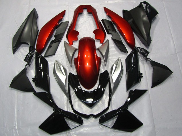 Mejores Carenados Moto Kawasaki Z1000 2010-2013 - Rojo Plata Negro Brillante