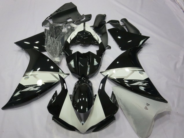 Mejores Carenados Moto Yamaha R1 2012-2014 - Negro Brillante Blanco Plata