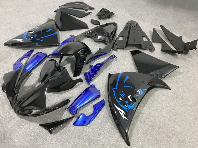 Mejores Carenados Moto Yamaha R1 2009-2011 - Negro Brillante Azul Panther