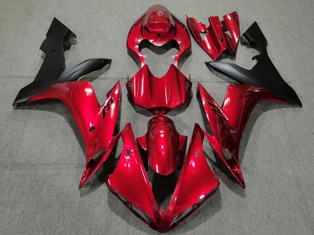 Mejores Carenados Moto Yamaha R1 2004-2006 - Rojo Caramelo Negro Mate
