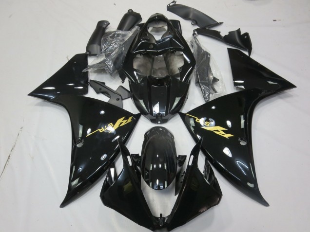 Mejores Carenados Moto Yamaha R1 2009-2011 - Negro Brillante Oro Calcomanía