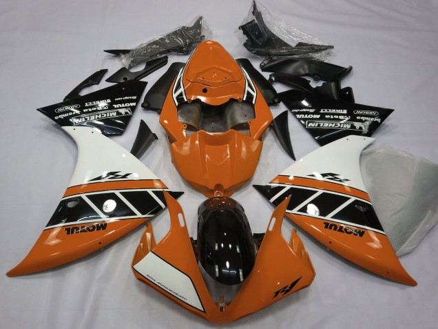 Mejores Carenados Moto Yamaha R1 2012-2014 - Naranja Blanco Negro Brillante