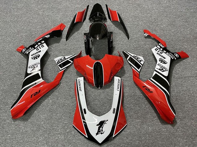 Mejores Carenados Moto Yamaha R1 2015-2019 - Blanco Rojo Negro Brillante Motul YSP