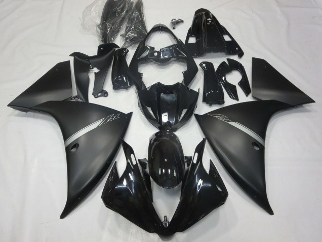 Mejores Carenados Moto Yamaha R1 2012-2014 - Negro Brillante Negro Mate Plata