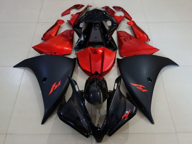 Mejores Carenado Moto Yamaha R1 2012-2014 - Negro Brillante Negro Mate Rojo