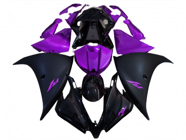 Mejores Carenados Moto Yamaha R1 2012-2014 - Negro Brillante Negro Mate Púrpura