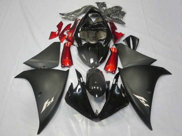 Mejores Carenados Moto Yamaha R1 2012-2014 - Negro Brillante Negro Mate Rojo