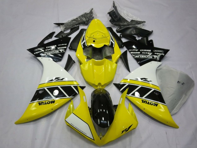 Mejores Carenados Moto Yamaha R1 2012-2014 - Blanco Amarillo Negro Brillante