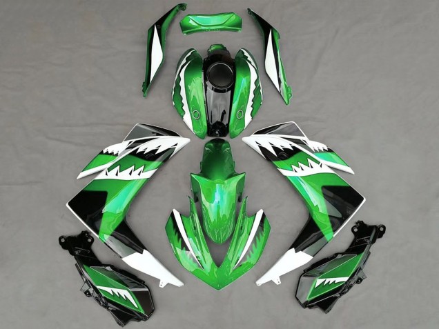 Mejores Carenados Moto Yamaha R3 2015-2018 - Verde Blanco Negro Tiburón