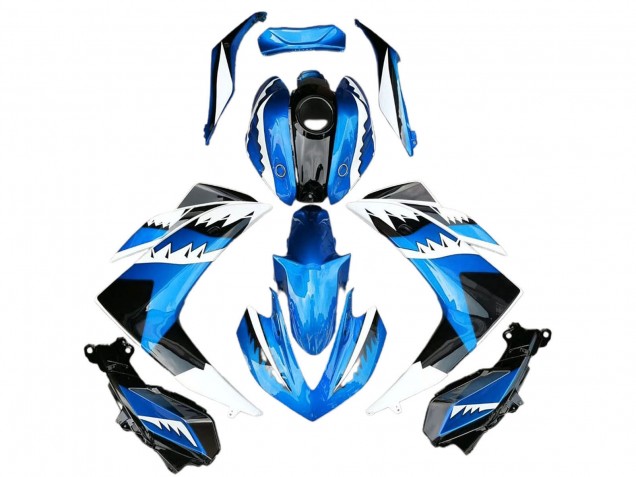 Mejores Carenado Moto Yamaha R3 2015-2018 - Azul Blanco Negro Tiburón