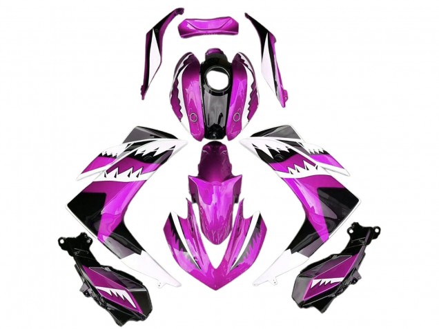 Mejores Carenados Moto Yamaha R3 2015-2018 - Rosa Blanco Negro Brillante Tiburón