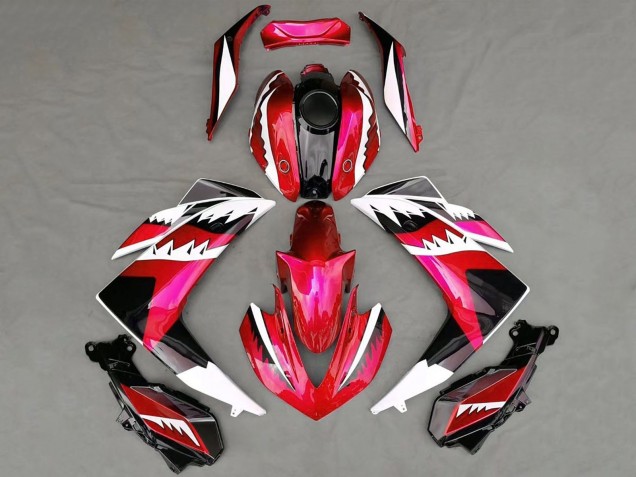 Mejores Carenados Moto Yamaha R3 2015-2018 - Rojo Blanco Negro Tiburón