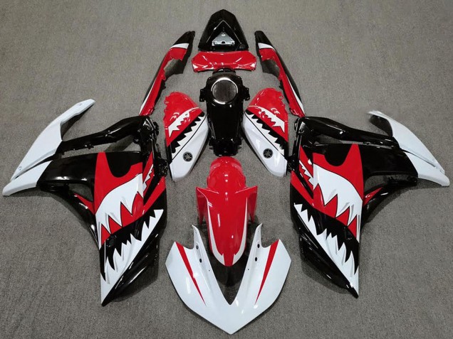 Mejores Carenados Moto Yamaha R3 2015-2018 - Blanco Rojo Negro Tiburón
