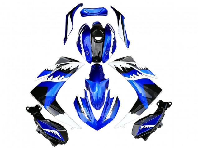 Mejores Carenados Moto Yamaha R3 2015-2018 - Azul Blanco Negro Tiburón