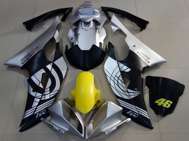 Mejores Carenados Moto Yamaha R6 2008-2016 - Plata Amarillo Negro Mate ENEOS 46