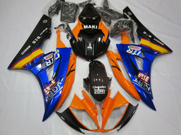 Mejores Carenados Moto Yamaha R6 2006-2007 - Naranja Azul Negro Brillante Castrol