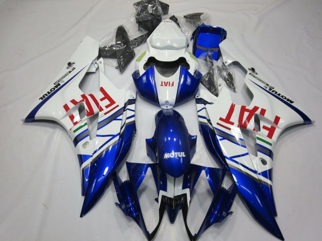 Mejores Carenados Moto Yamaha R6 2006-2007 - Blanco Azul Rojo Fiat Motul Michelin