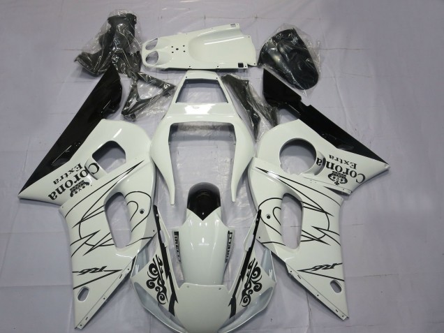 Mejores Carenados Moto Yamaha R6 1998-2002 - Blanco Negro Corona Motul