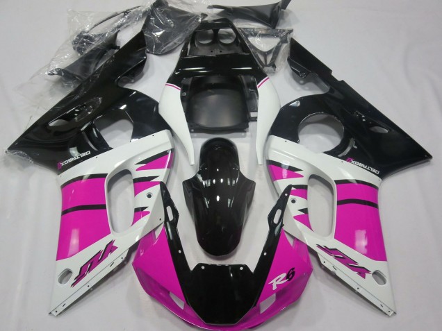 Mejores Carenados Moto Yamaha R6 1998-2002 - Blanco Rosa Negro Brillante