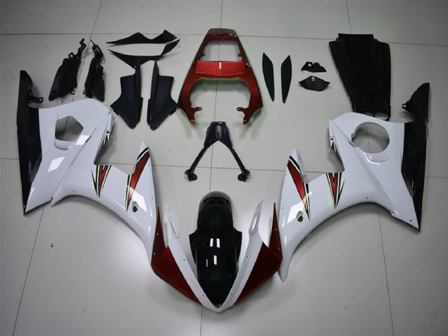 Mejores Carenados Moto Yamaha R6 2003-2004 - Blanco Rojo Negro Brillante
