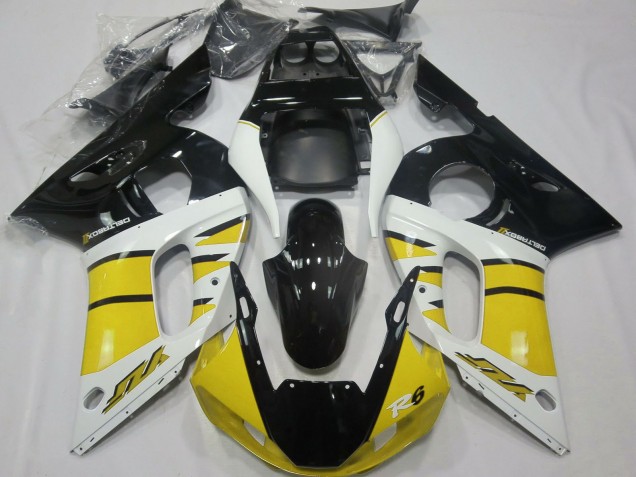 Mejores Carenados Moto Yamaha R6 1998-2002 - Amarillo Blanco Negro Brillante