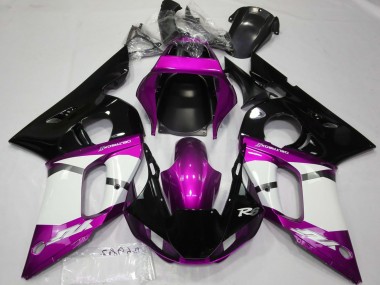 Mejores Carenados Moto Yamaha R6 1998-2002 - Púrpura Blanco Negro Brillante