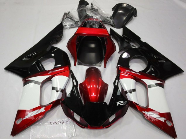 Mejores Carenado Moto Yamaha R6 1998-2002 - Rojo Blanco Negro Brillante