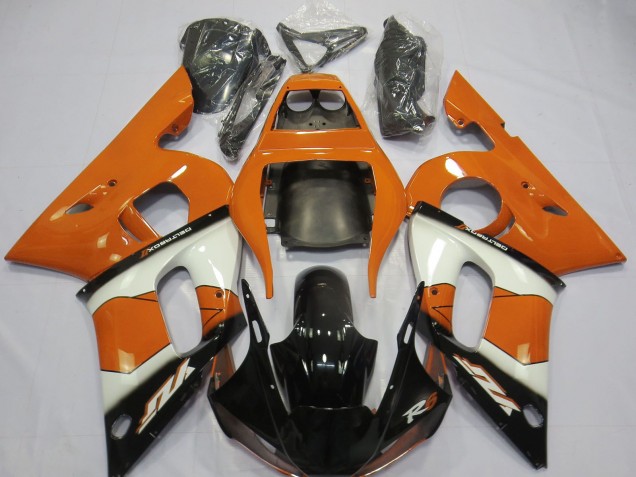 Mejores Carenados Moto Yamaha R6 1998-2002 - Naranja Blanco Negro Brillante