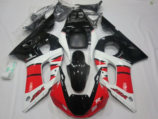 Mejores Carenados Moto Yamaha R6 1998-2002 - Blanco Rojo Negro Brillante