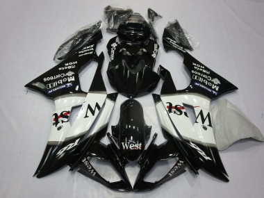 Mejores Carenados Moto Yamaha R6 2008-2016 - Negro Brillante Blanco West Michelin