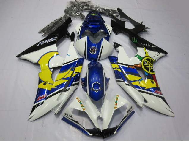 Mejores Carenados Moto Yamaha R6 2008-2016 - Blanco Azul Negro Amarillo