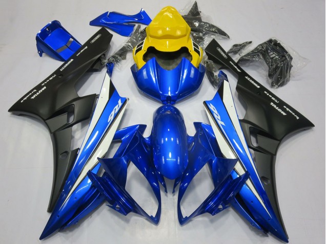Mejores Carenados Moto Yamaha R6 2006-2007 - Amarillo Azul Blanco Negro Mate Motul